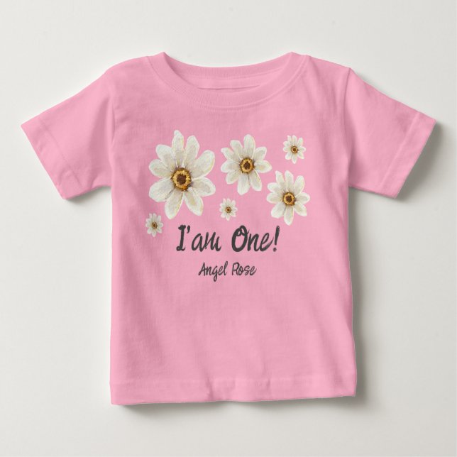 Camiseta Cinto Personalizado de Daisy de Aquarela Floral do (Frente)