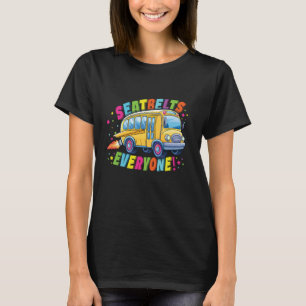 Camiseta Cintos de Segurança Todos Ônibus Escolar Feliz Pri