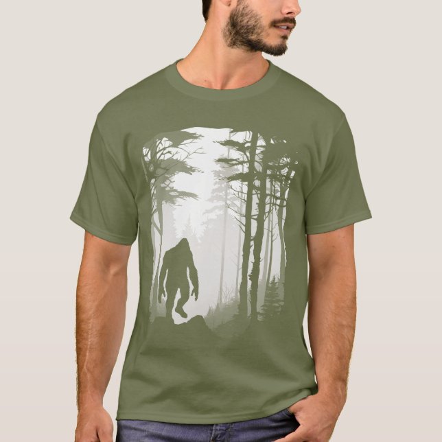 Camiseta Cintura de Floresta Silhueta de Pé Grande (Frente)