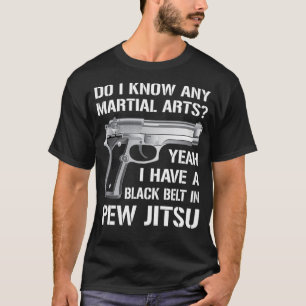 Camiseta Cinturão Negro Em Pew Jitsu Funny Pro Gun Lover