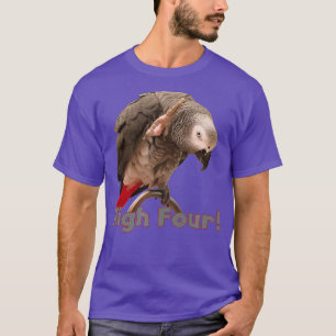 Camiseta Cinza Africana Engraçado Papagaio Fazendo Voo Alt
