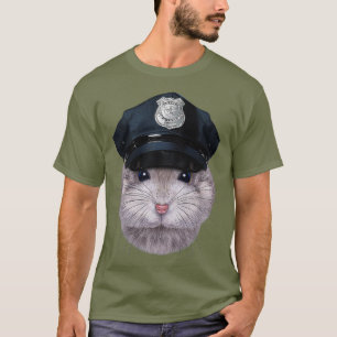 Camiseta Cinza anã anã-anã-anã que veste o agente da políci
