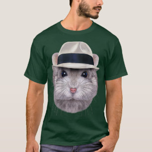Camiseta Cinza anã Hamster vestindo Fedora Hat