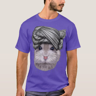 Camiseta Cinza anã Hamster vestindo trama na cabeça de Turb