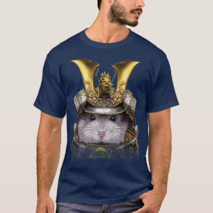 Camiseta Cinza anã Hamster Warrior vestindo Japonês