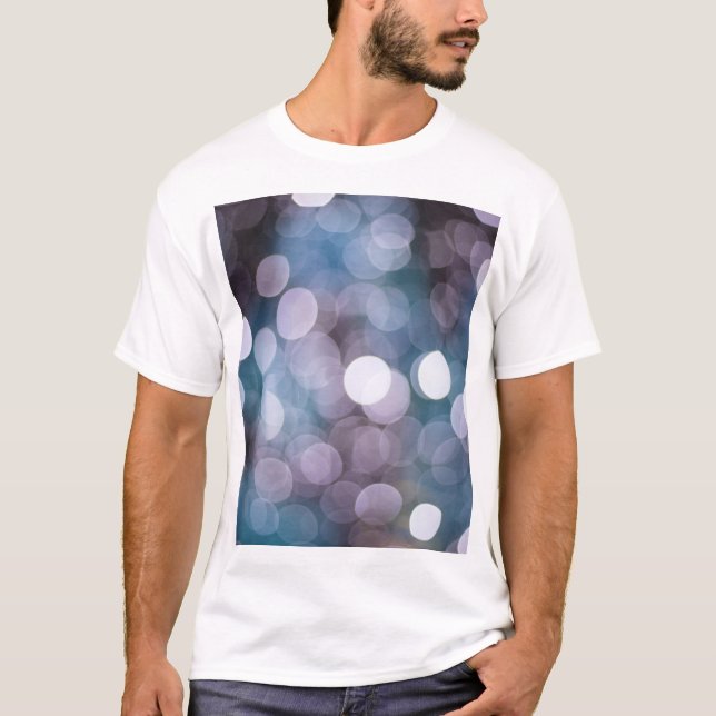 Camiseta Cinza azul, fundo abstrato. (Frente)