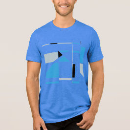Camiseta Cinza Azul Preto Geométrico Contemporâneo