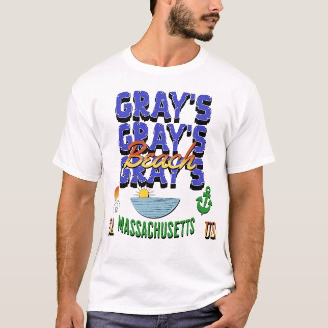 Camiseta Cinza Beach, Yarmouth, Massachusetts (Frente)