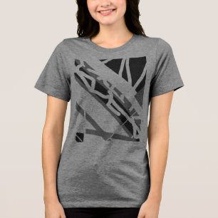 Camiseta Cinza Black Diagonal Shapes Abstrato de Arte MCM