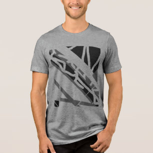 Camiseta Cinza Black Diagonal Shapes Abstrato de Arte MCM