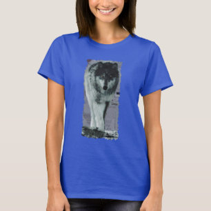Camiseta Cinza Branca Wolf Wildlife Art