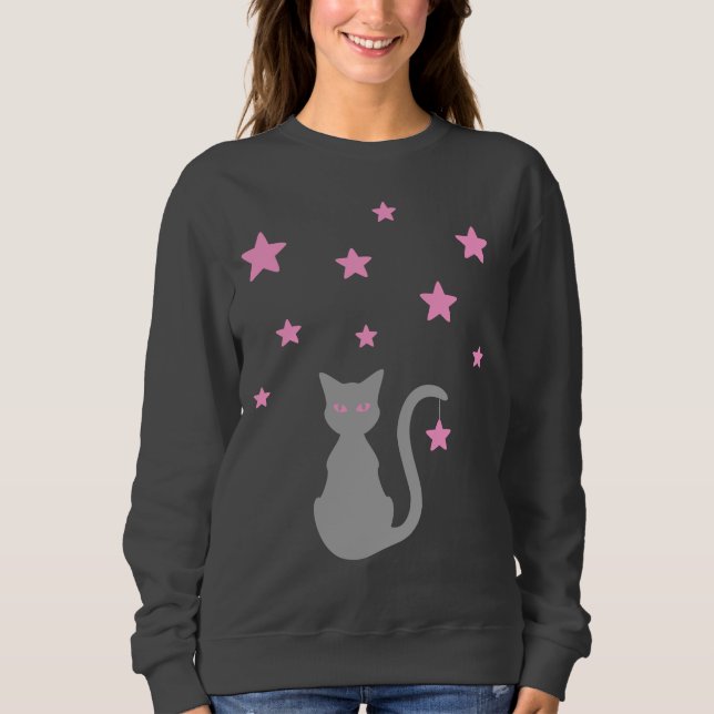 Camiseta Cinza Cat Stars Sweet (Frente)