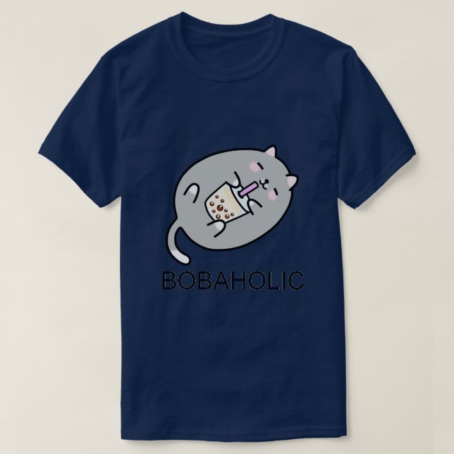 Camiseta Cinza Chubby Boba Cat precisa de mais Boba 1 (Frente do Design)