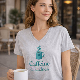 Camiseta cinza clara de café azul-turquesa 'Cafeín