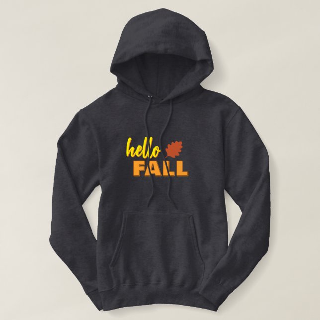 Camiseta Cinza Colorida Colorida "Hello Fall" (Frente do Design)