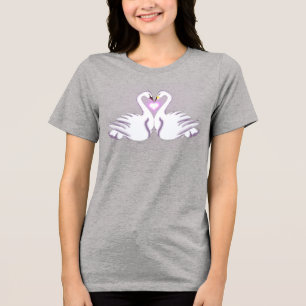 Camiseta Cinza Coração de Cisne Duplo Romântico