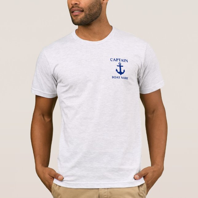 Camiseta Cinza de Âncora do nome do navio de bordo (Frente)