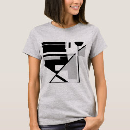 Camiseta Cinza de arte geométrica negra inspirada no MCM