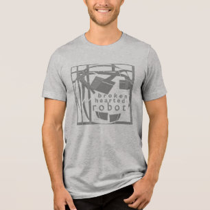 Camiseta cinza de Arte Humorosa "Robô Partido"