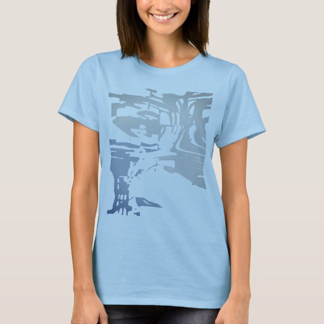 Camiseta Cinza de Beachy Tropical Batik - Padrão Azul (Frente)