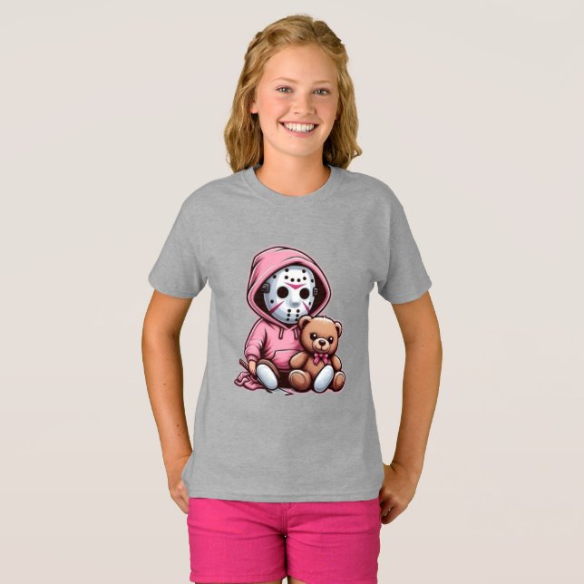 Camiseta Cinza de Criança com Ilustração Adorável (Frente Completa)