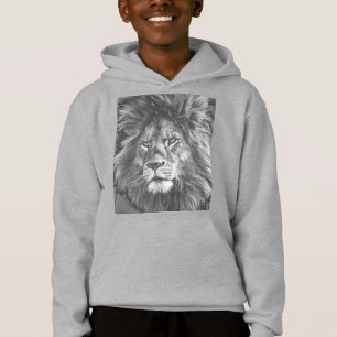 Camiseta Cinza De Crianças Da Frente Do Impressão Do Leão A