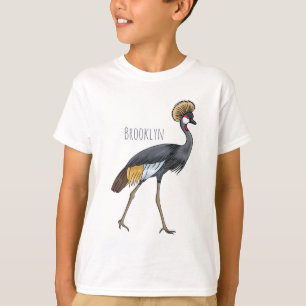 Camiseta Cinza de desenho animado de pássaros com guindaste