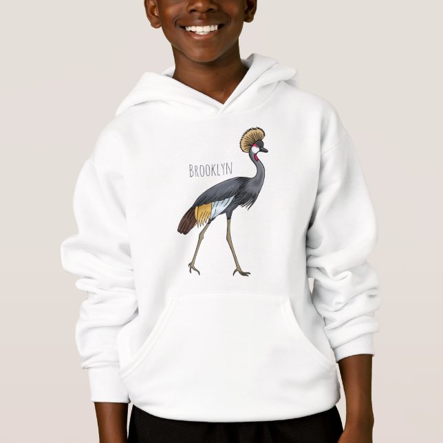 Camiseta Cinza de desenho animado de pássaros com guindaste (Frente)