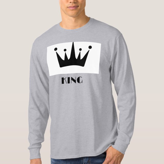 Camiseta Cinza de Imagem de Coroa de Texto Personalizada Ki (Frente)