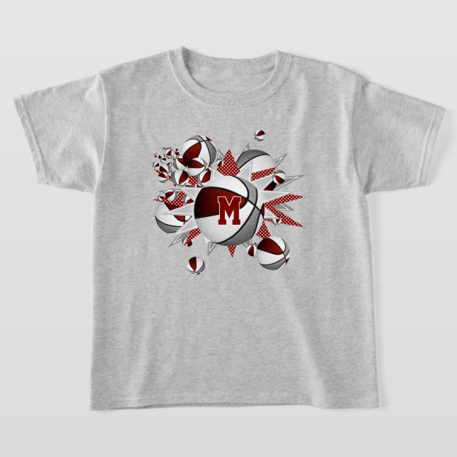 Camiseta cinza de marôons, bolas e estrelas (Postura )