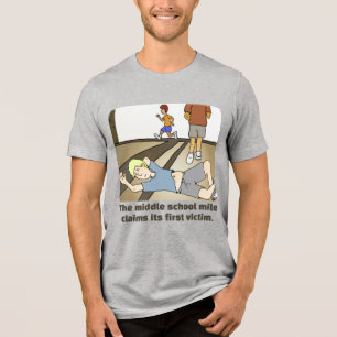 Camiseta Cinza de Milhas da Escola Média