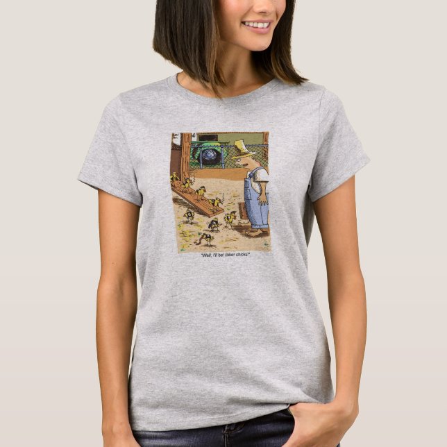 Camiseta cinza de Pintinhos Biker (Frente)