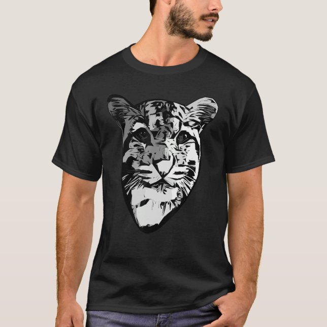Camiseta Cinza de predador-leopardo com impressão impressão (Frente)