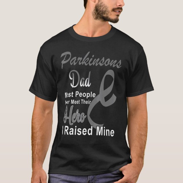 Camiseta Cinza de Sensibilização do Parkinsons Friso Apoio  (Frente)