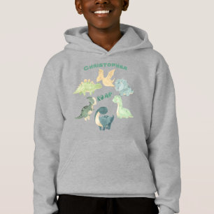Camiseta Cinza do Dinossauro da Criança Personalizada