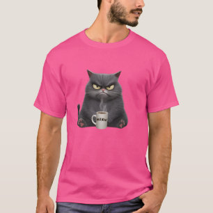 Camiseta Cinza Engraçada Tee Meow Meme Para Mulheres Homens