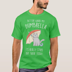 Camiseta Cinza Engraçado Cat Umbrella