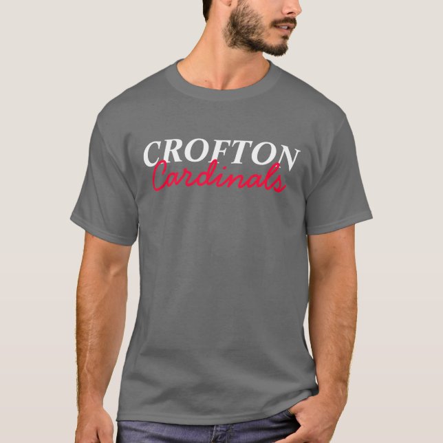 Camiseta Cinza escuro dos cardeais de Crofton (Frente)