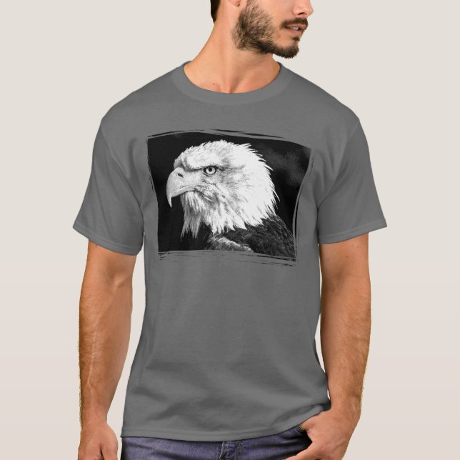 Camiseta Cinza Escuro Elegante de Modelo de Águia Adicionar (Frente)