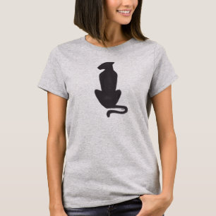 Camiseta cinza feminina Silhueta de Gato Preto