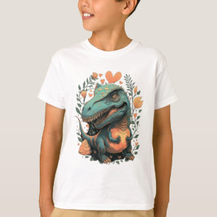 Camiseta Cinza floral de dinossauro