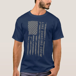 Camiseta Cinza Freedom Flag Line Dancing Crew T Shirt