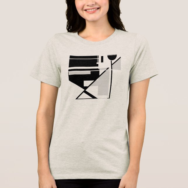 Camiseta Cinza Geométrica Negra Abstrato de Arte Negra Negr (Frente)