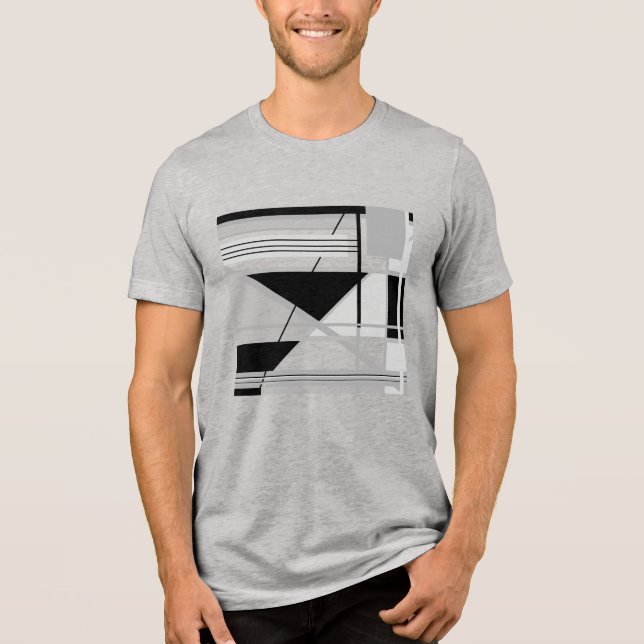 Camiseta Cinza Geométrico Leve e Meia-Abstrato (Frente)
