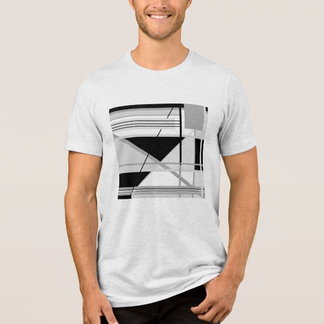 Camiseta Cinza Geométrico Leve e Meia-Abstrato (Frente)