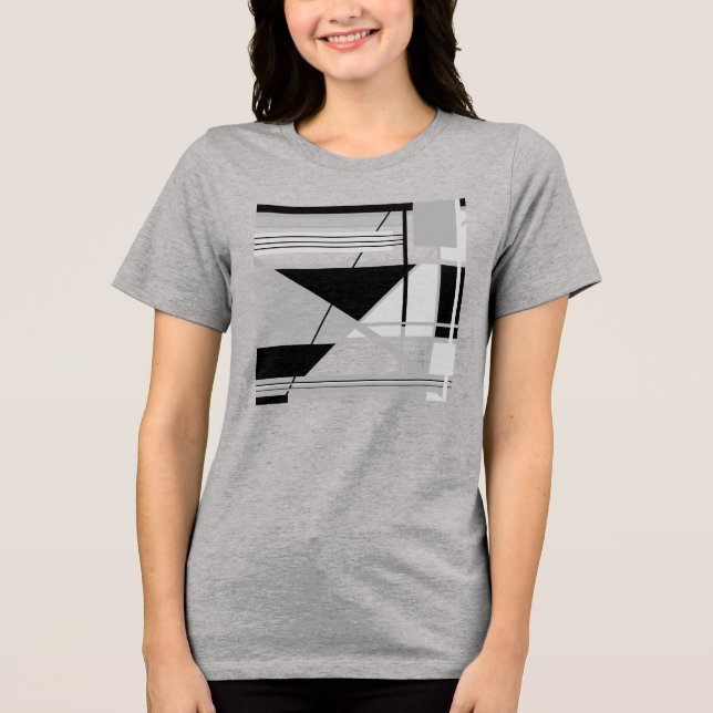 Camiseta Cinza Geométrico Leve e Meia-Abstrato (Frente)