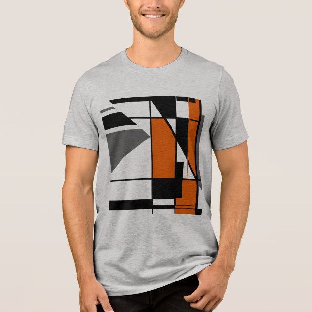Camiseta Cinza Laranja MCM Geométrico (Frente)
