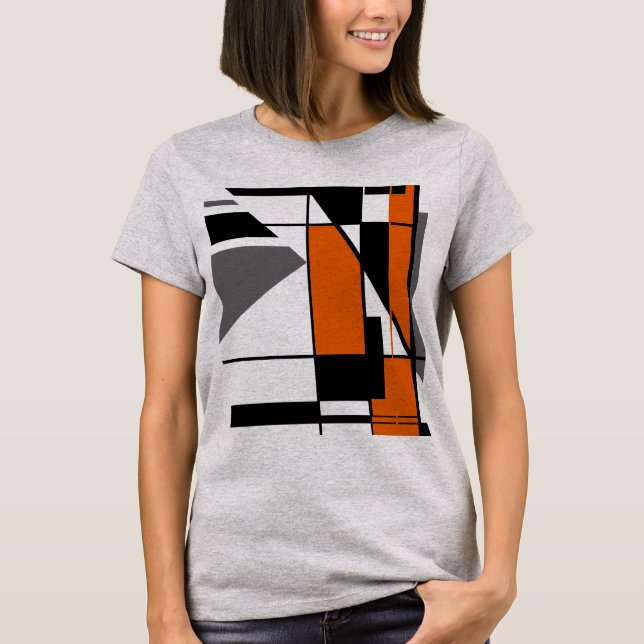Camiseta Cinza Laranja MCM Geométrico (Frente)