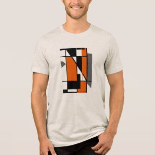 Camiseta Cinza Laranja Negro MCM Olhar Abstrato de Arte Geo