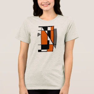 Camiseta Cinza Laranja Negro MCM Olhar Abstrato de Arte Geo